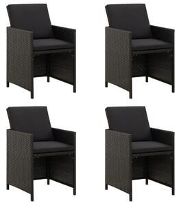 VidaXL 4 db fekete polyrattan kerti szék párnával