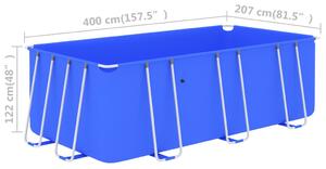 VidaXL kék acélvázas úszómedence 400 x 207 x 122 cm