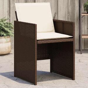 VidaXL 4 db barna polyrattan kerti szék párnával