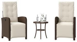 3 részes barna polyrattan bisztrógarnitúra párnákkal