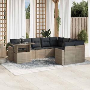 VidaXL 10 részes világosszürke polyrattan kerti ülőgarnitúra párnákkal