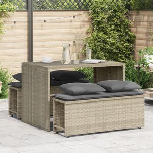 VidaXL 3részes világosszürke polyrattan kerti étkezőgarnitúra párnával