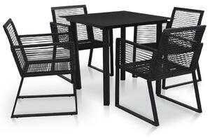 5 részes fekete PVC rattan kültéri étkezőgarnitúra