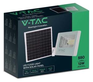V-TAC napelemes LED reflektor 12W hideg fehér 5000 mAh, fehér házzal - SKU 10405