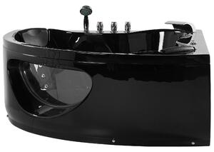 Fekete whirlpool masszázskád LED világítással 205 x 146 cm TOCOA