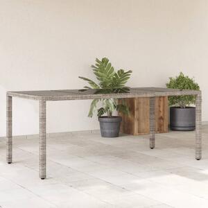 VidaXL szürke polyrattan üveglapos kerti asztal 190 x 90 x 75 cm