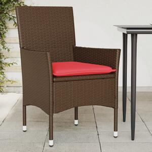 VidaXL 2 db barna polyrattan kerti szék párnával
