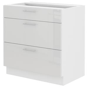 Alsó konyhaszekrény Lavera 80 D 3S BB (fehér + fényes fehér)