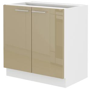 Alsó konyhaszekrény Lavera 80 D 2F BB (fehér + fényes cappucino)
