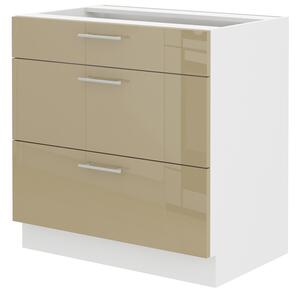 Alsó konyhaszekrény Lavera 80 D 3S BB (fehér + fényes cappucino)
