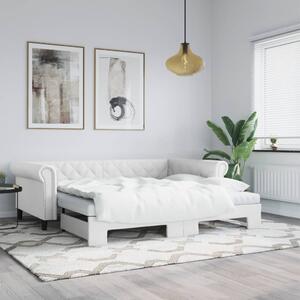 Fehér kihúzható műbőr heverő matraccal 90 x 200 cm