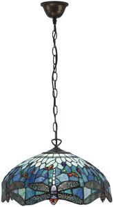 Endon klasszikus tiffany függeszték dragonfly blue sötétbarna sokszínű end64080