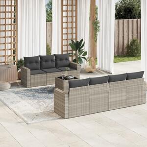 VidaXL 8 részes világosszürke polyrattan kerti ülőgarnitúra párnával