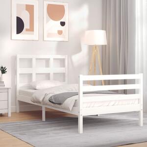 Fehér tömör fa ágykeret fejtámlával 90 x 200 cm