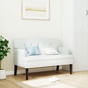 Fehér műbőr pad háttámlával 112x65,5x75 cm