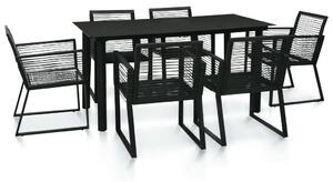 VidaXL 7 részes fekete PVC rattan kültéri étkezőgarnitúra