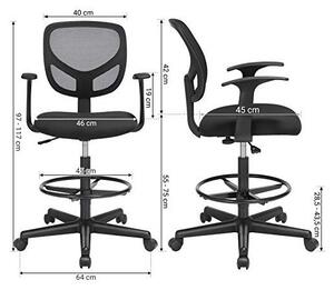 Irodai szék Songmics, 120 kg, OBN25BK, 55-75 cm