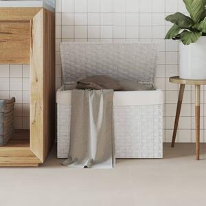 Fehér polyrattan szennyeskosár fedéllel 55,5 x 35 x 34 cm