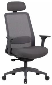 Q-718H Ergonomikus Hálós Forgószék Szürke Fejtámlával