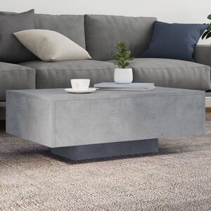 Betonszürke dohányzóasztal LED-lámpákkal 85 x 55 x 31 cm