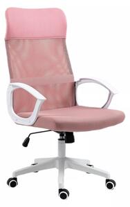 Q-026 Rózsaszín Hálós Ergonomikus Forgószék Fehér Vázzal