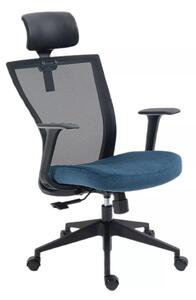 Q-328H Ergonomikus Hálós Forgószék Kék-Fekete Fejtámlával