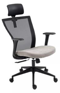 Q-328H Ergonomikus Hálós Forgószék Szürke-Fekete Állítható Fejtámlával