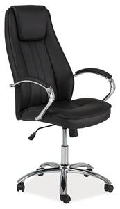 Q-036 Ergonomikus Fekete Műbőr Forgószék Króm Vázzal