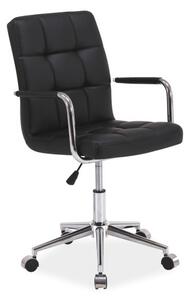Q-022 Ergonomikus Műbőr Forgószék Fekete Króm Vázzal