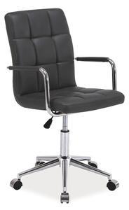 Q-022 Ergonomikus Műbőr Forgószék Szürke Króm Vázzal