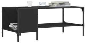 Fekete szerelt fa dohányzóasztal állvánnyal 100 x 51 x 40 cm