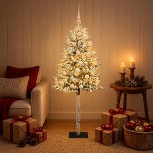 Műfenyő gömbökkel 120 cm 150 LED Meleg fehér PVC és fém