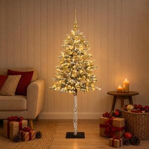 Műfenyő gömbökkel 120 cm 150 LED Meleg fehér PVC és fém