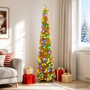 Pop-up LED-es karácsonyfa csúcsdísszel 180 cm 100 LED PET Arany