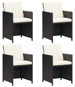 4 db fekete polyrattan kerti szék