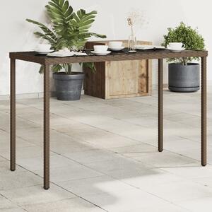 Barna polyrattan üveglapos kerti asztal 115x54x74 cm