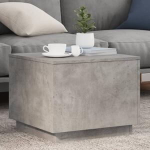 Betonszürke dohányzóasztal LED-lámpákkal 50 x 50 x 40 cm
