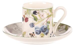 Erdei gyümölcsök porcelán bögre készlet csészealjjal , 2 db