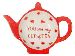 Piros-fehér kerámia teafilter tartó tálka You are My Cup of Tea – Sass & Belle