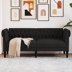 Fekete 2 személyes szövet Chesterfield kanapé