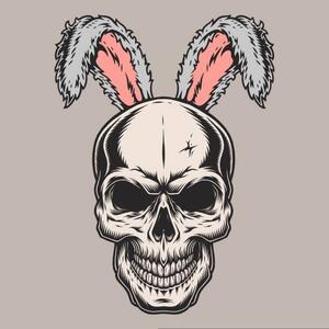Illusztráció Skull Easter bunny emblem colorful, IMOGI