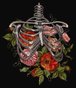 Illusztráció Embroidery human rib cage with red, Matriyoshka