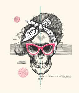 Illusztráció Women's skeleton skull in pop art, Lisitsa