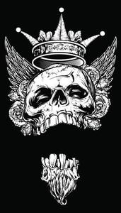 Illusztráció Winged King Skull with Roses and Crown, Mak_Art