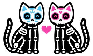 Illusztráció Black skeleton cats couple with Mexican, Sudowoodo