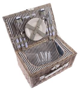 2 személyes fonott piknikkosár termoszdobozzal, 42 x 28 x 20 cm, 3,25 kg
