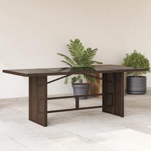 Barna polyrattan üveglapos kerti asztal 190 x 80 x 74 cm