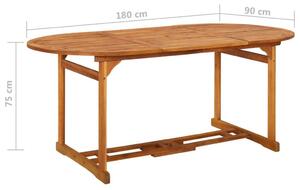 VidaXL tömör akácfa kerti étkezőasztal 180 x 90 x 75 cm