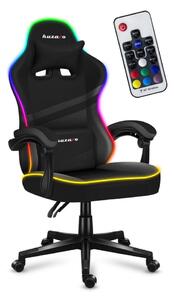 Gamer szék, Force 4.4 professzionális játékszék, Acél, Textil Szövet anyag, 130 Kg, Nyakpárna, Fejpárna ,RGB LED , Fekete