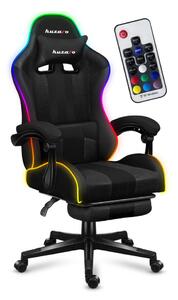 Gamer szék lábtartóval Force 4.7 professzionális játékszék, Acél, Textil Szövet anyag, 130 Kg, Nyakpárna, Fejpárna ,RGB LED , Fekete